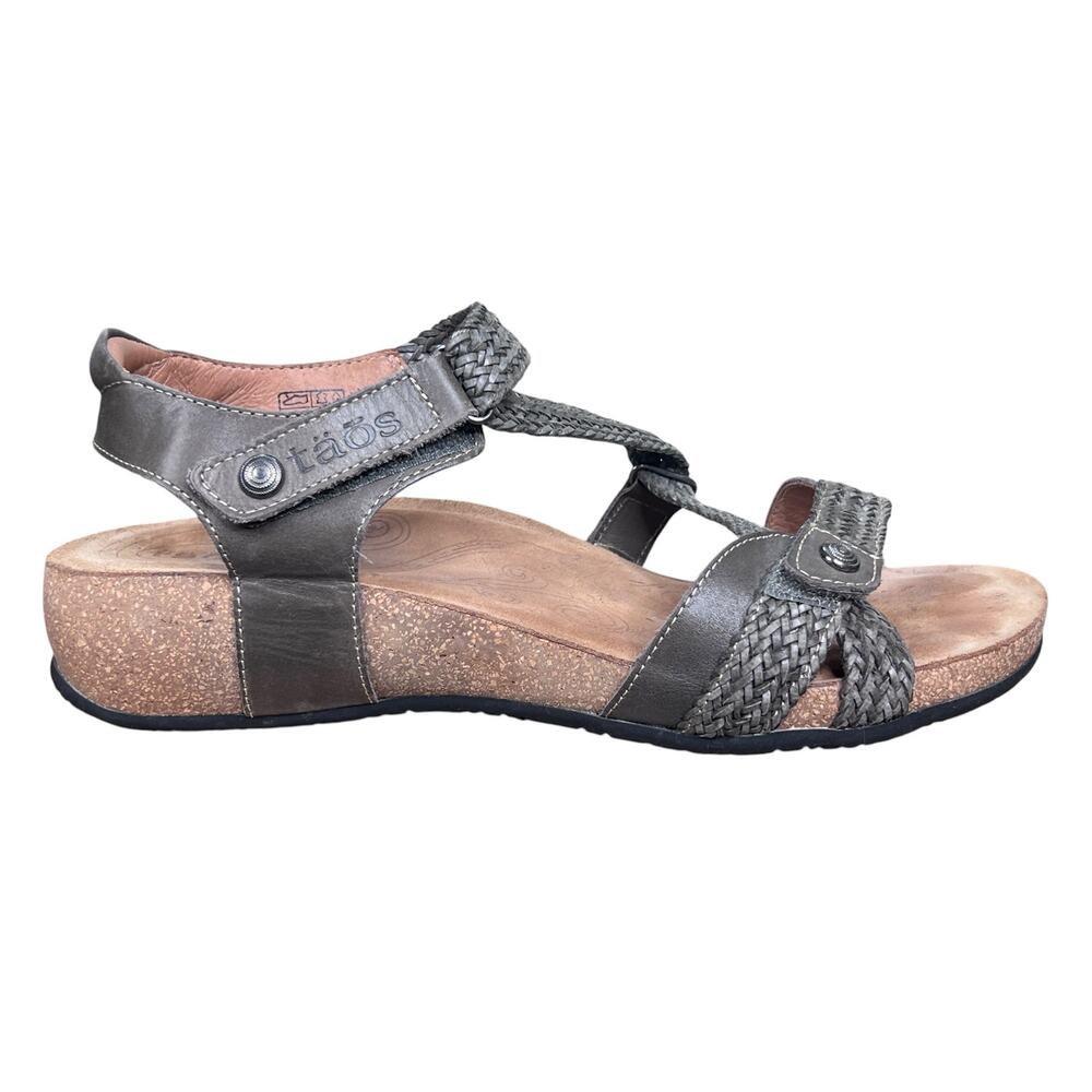 Taos Women’s Trulie Grey Woven Leather Sandals Size 9-9.5